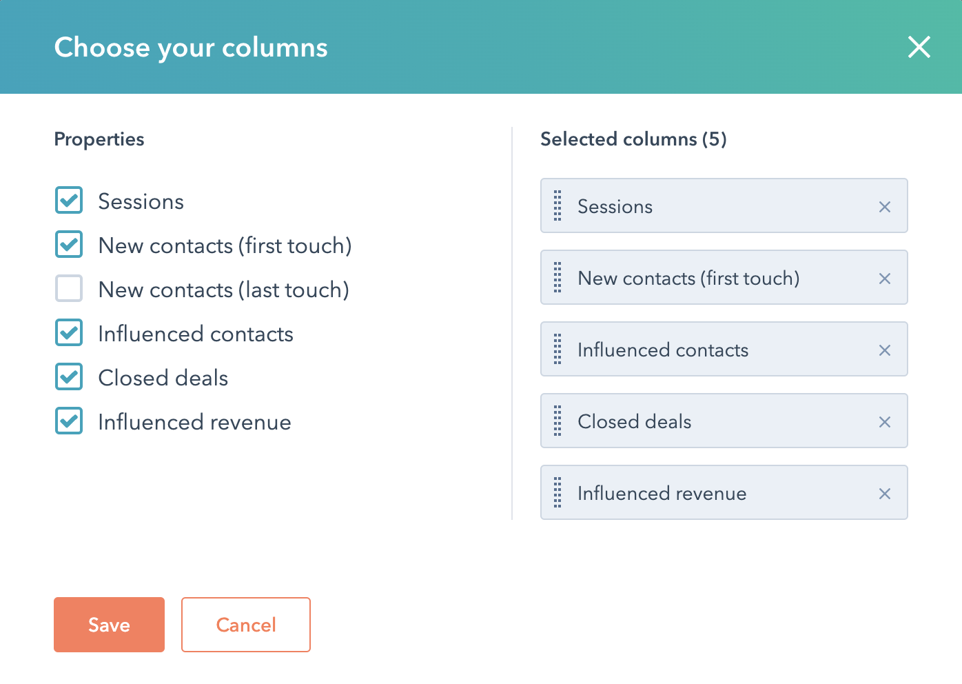 column properties