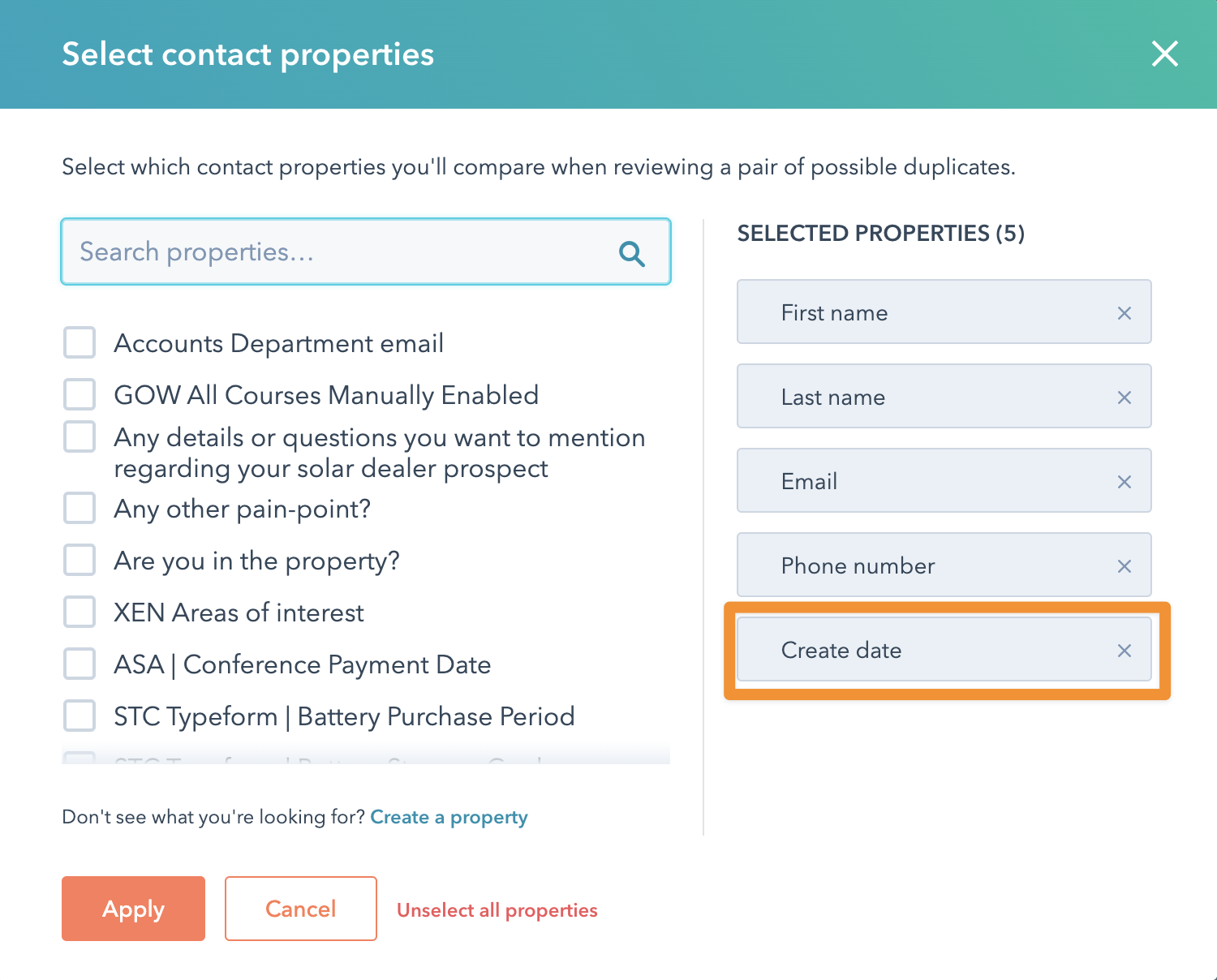 contact properties