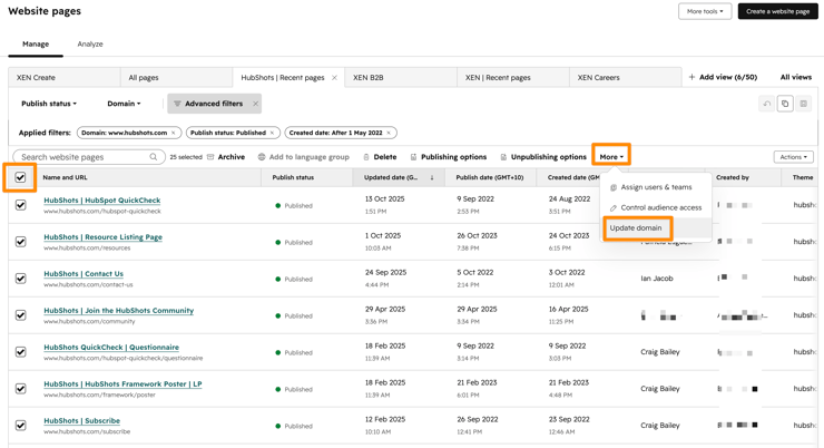 HubSpot pages domain update 1