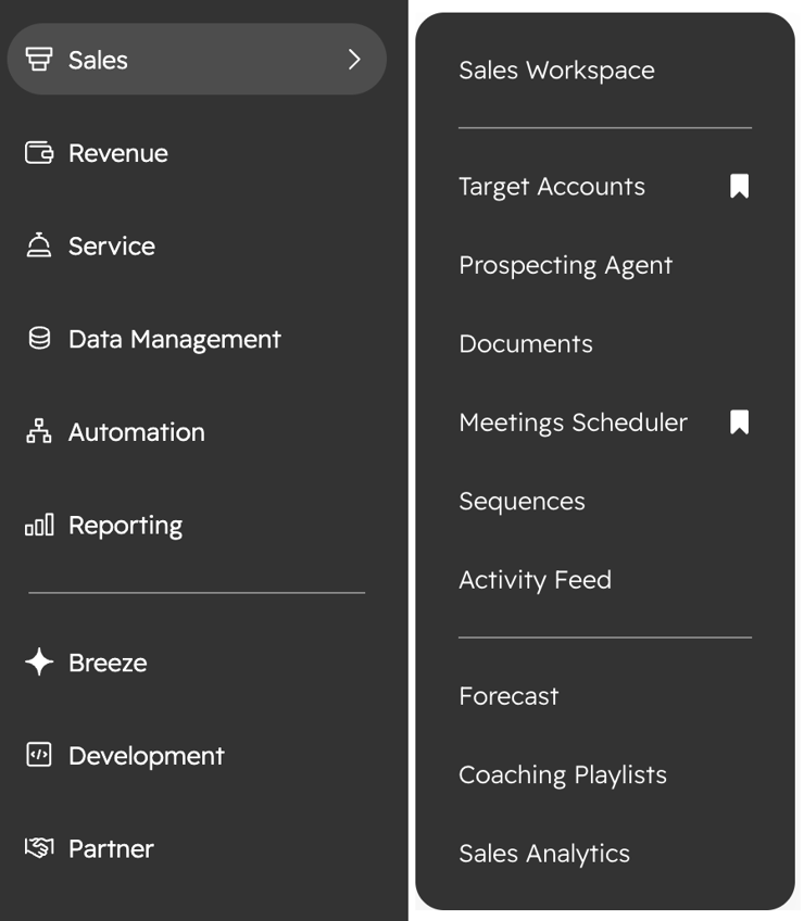 HubSpot Sales Menu 1
