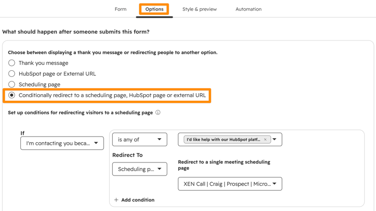 HubSpot form conditional redirect 1