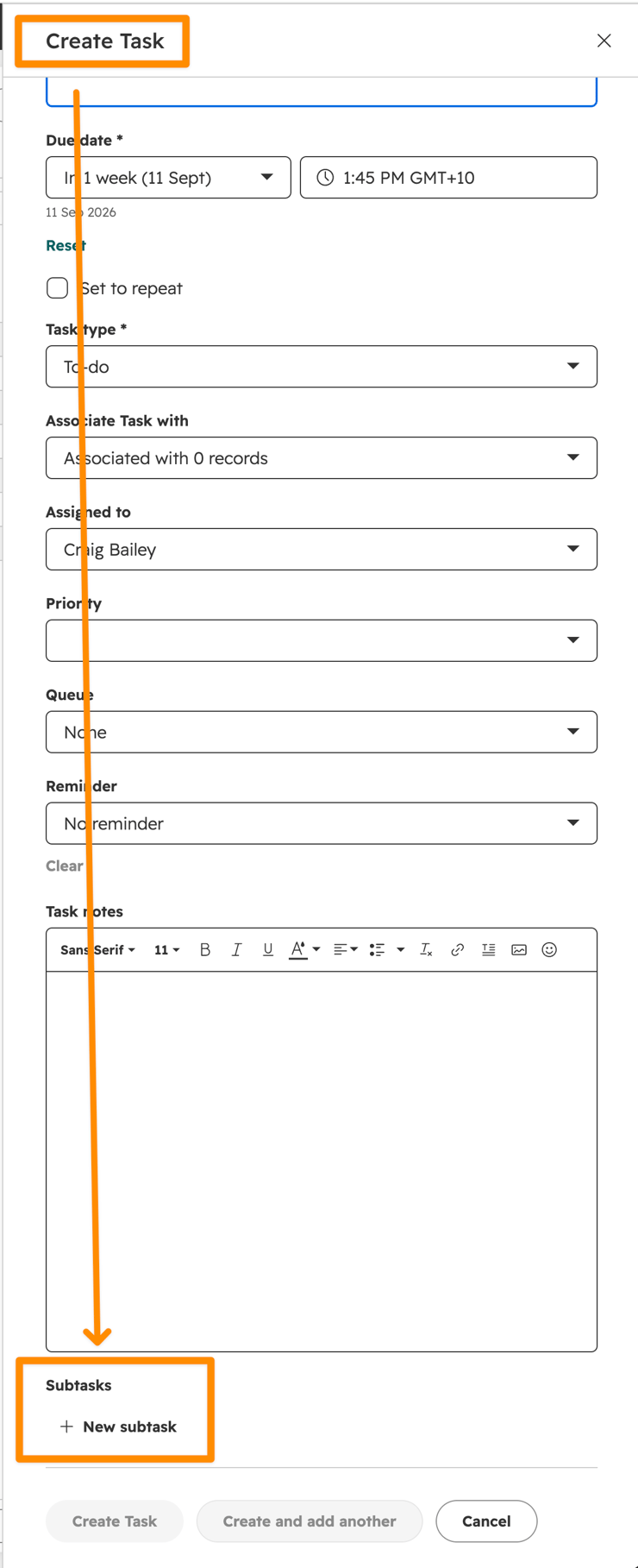HubSpot Subtasks