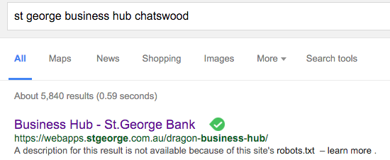 Business Hub blocked in Google