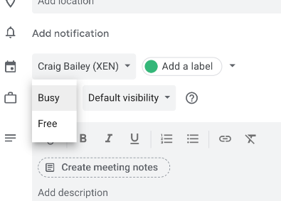 Google calendar availability