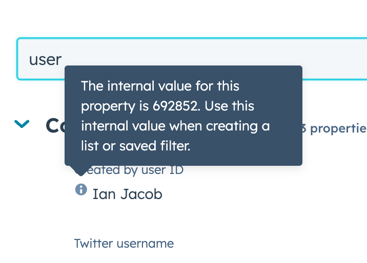 Finding the internal value for Created by User ID