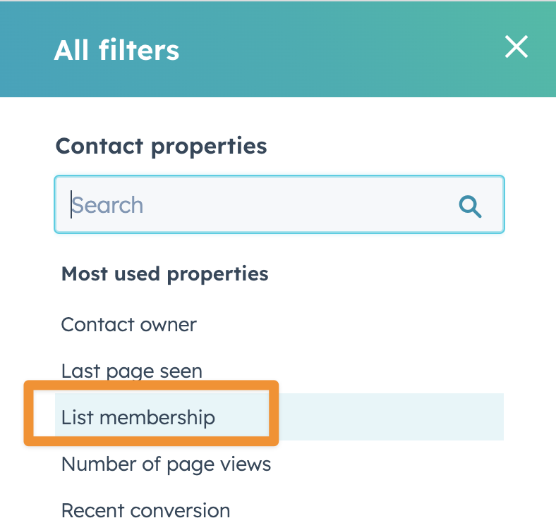 All list filters