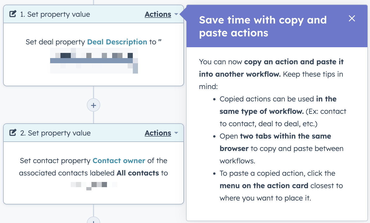 Workflow Action Copy and Paste between workflows