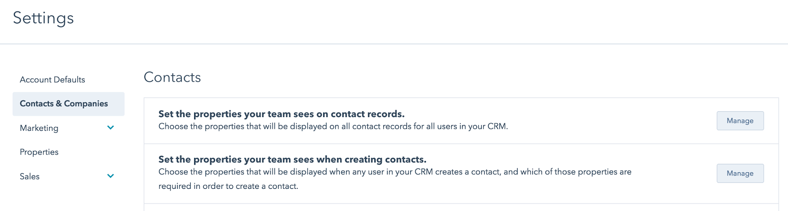 hubspot contact settings