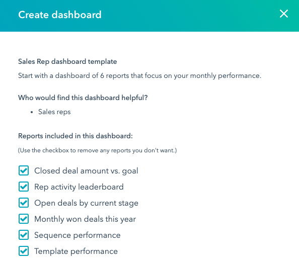 hubspot dashboard library create