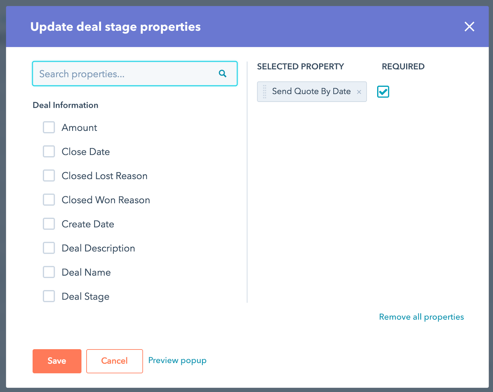 hubspot deal stage prompt setup