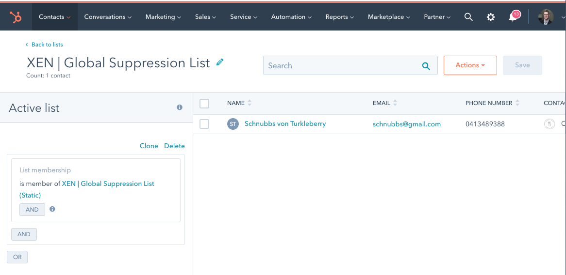 hubspot list suppression