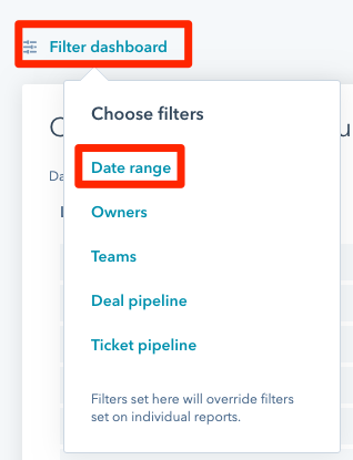 hubspot reports filter