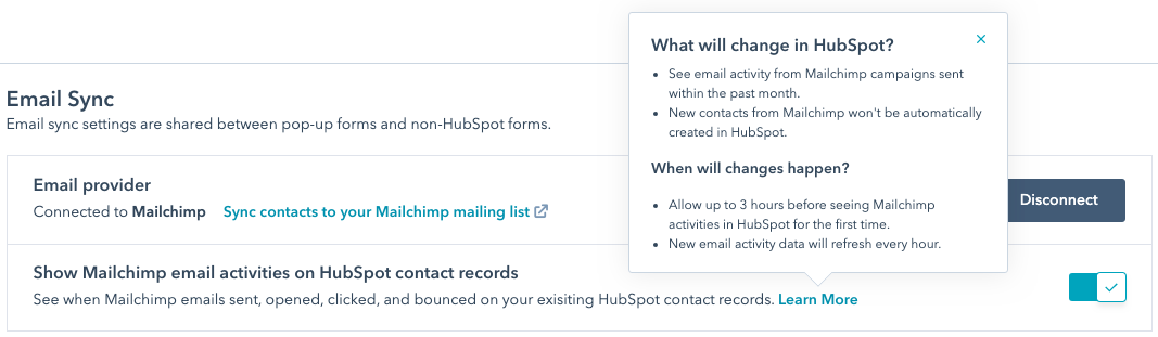 hubspot settings marketing email service provider