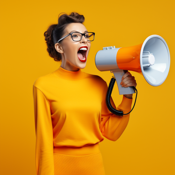 Happy Marketer Using A Megaphone