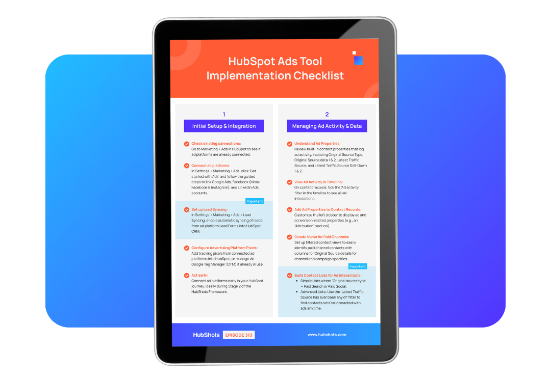 HubSpot Ads Tool Checklist brochure