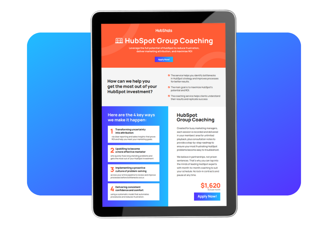 HubSpot Group Coaching brochure