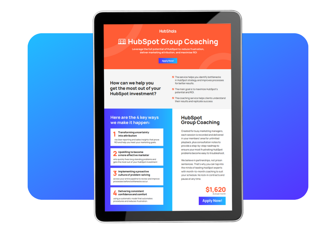 HubSpot Group Coaching brochure