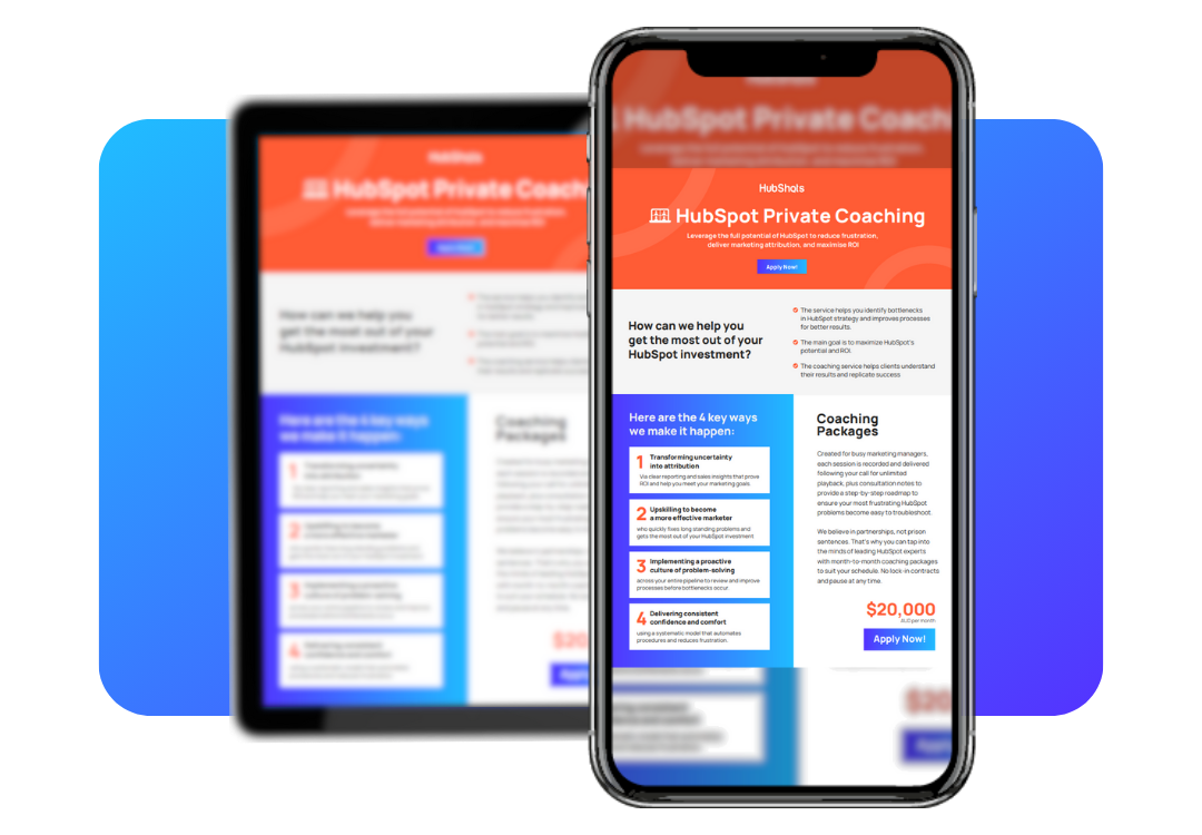 HubSpot Private Coaching brochure